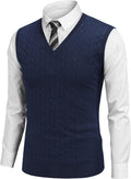 Men's Sweater Vest Cable Knitted V Neck Slim Fit (Style WLMP)
