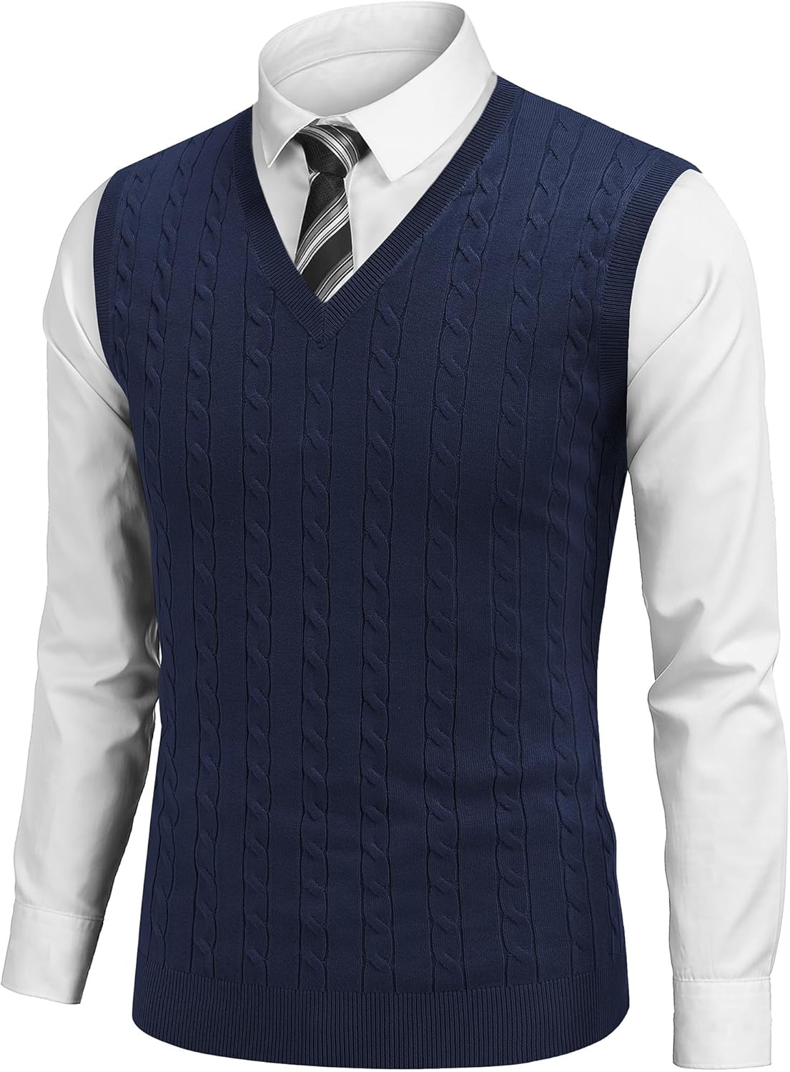 COOFANDY Men's Sweater Vest - Stylish V Neck Slim Fit Pullover