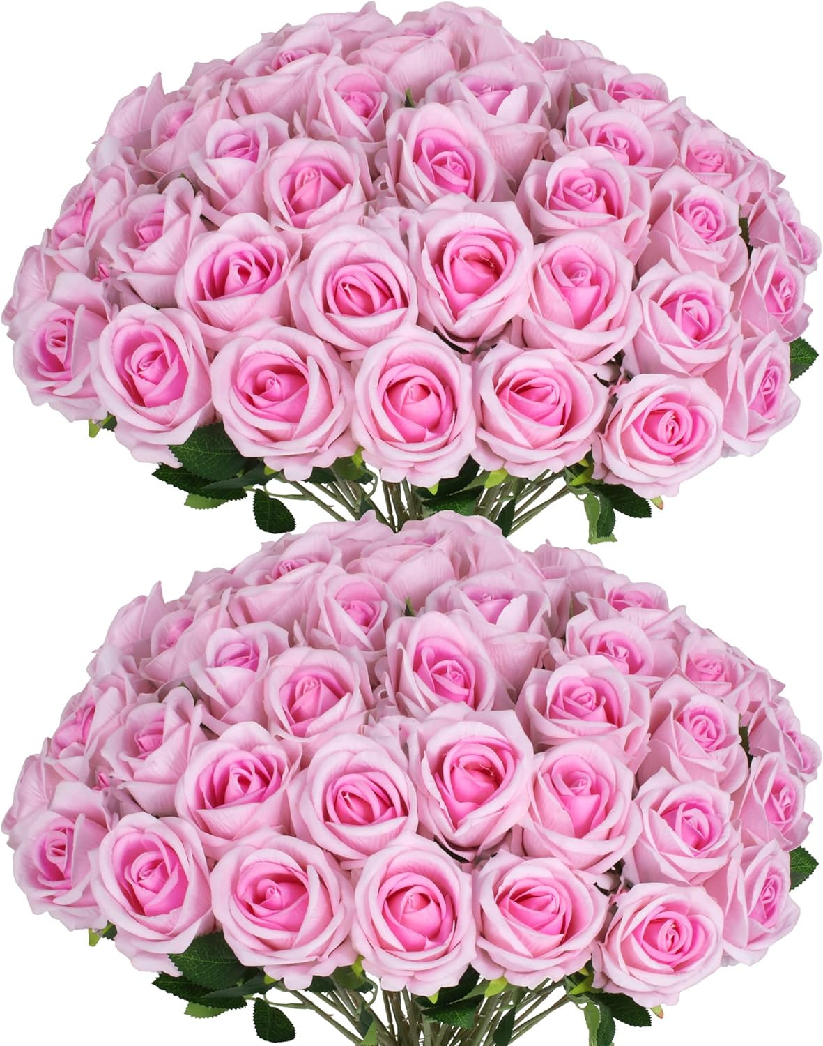 50 PCS Fake Pink Roses for Wedding Decoration and Home Decor