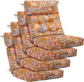 Tufted High Back Chair Cushion Set of 4 - Tropical Palm Leaves Comfort