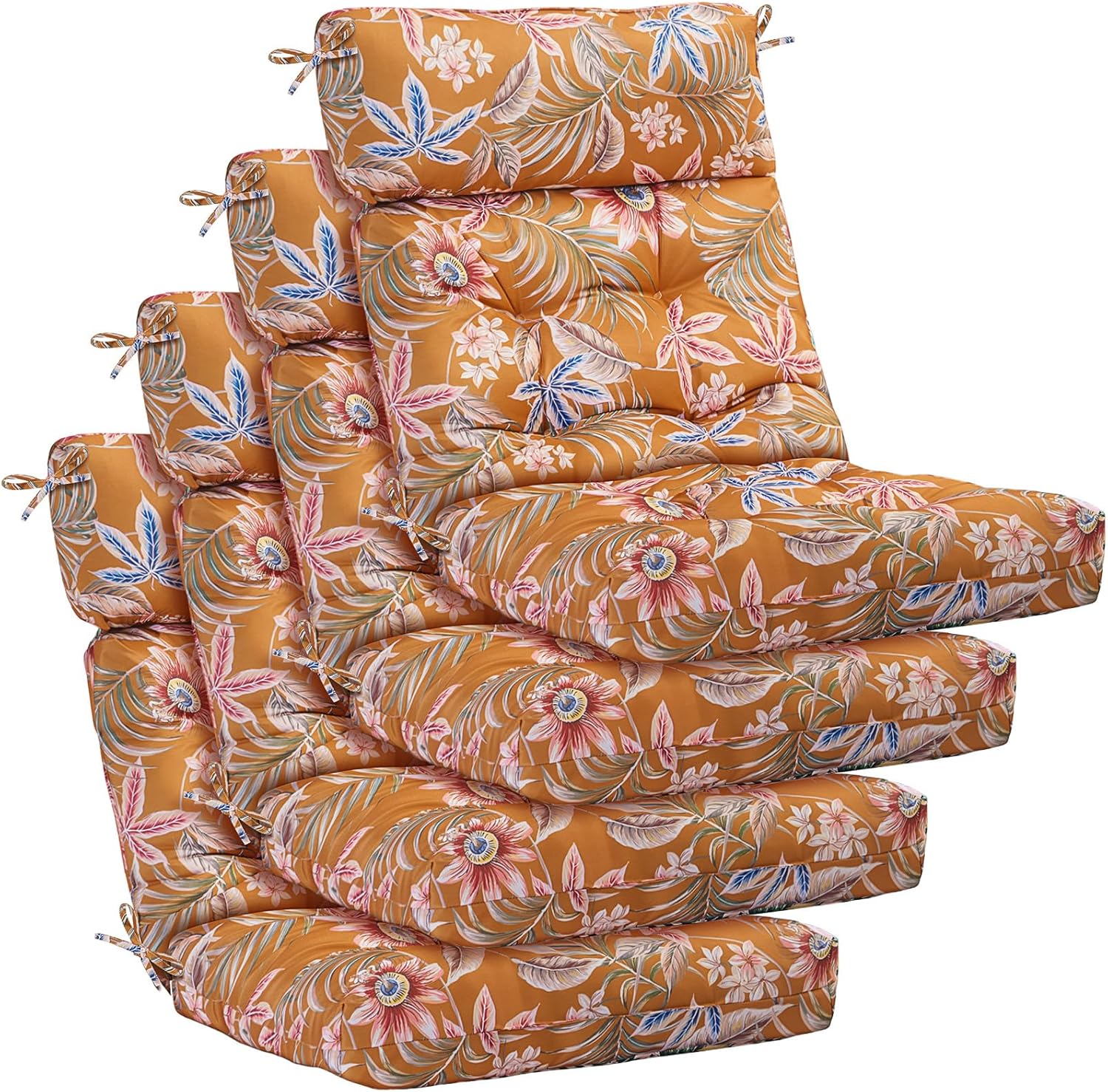 Tufted High Back Chair Cushion Set for Indoor and Outdoor Use
