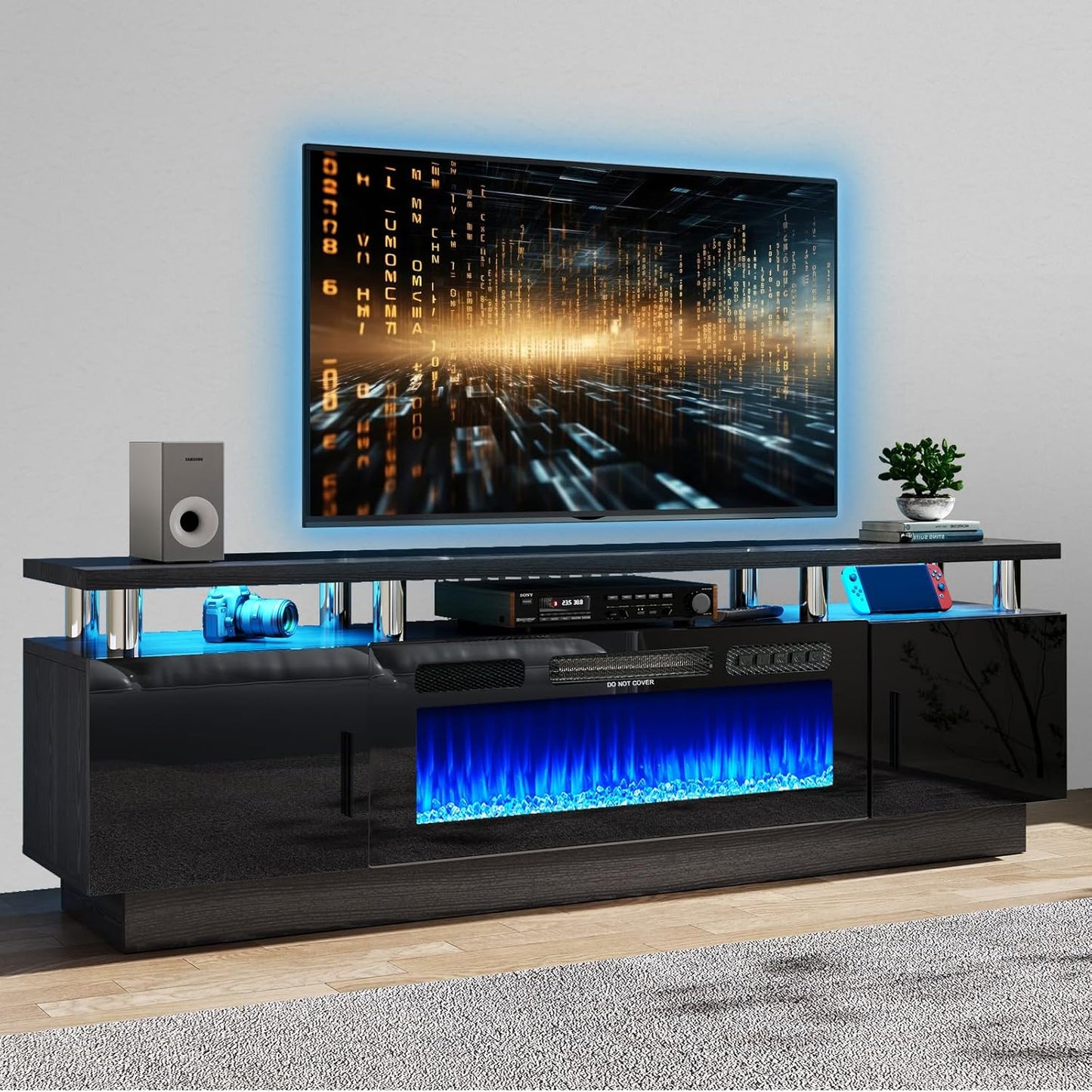 oneinmil 70 Modern Electric Fireplace TV Stand for 80 inch TVs