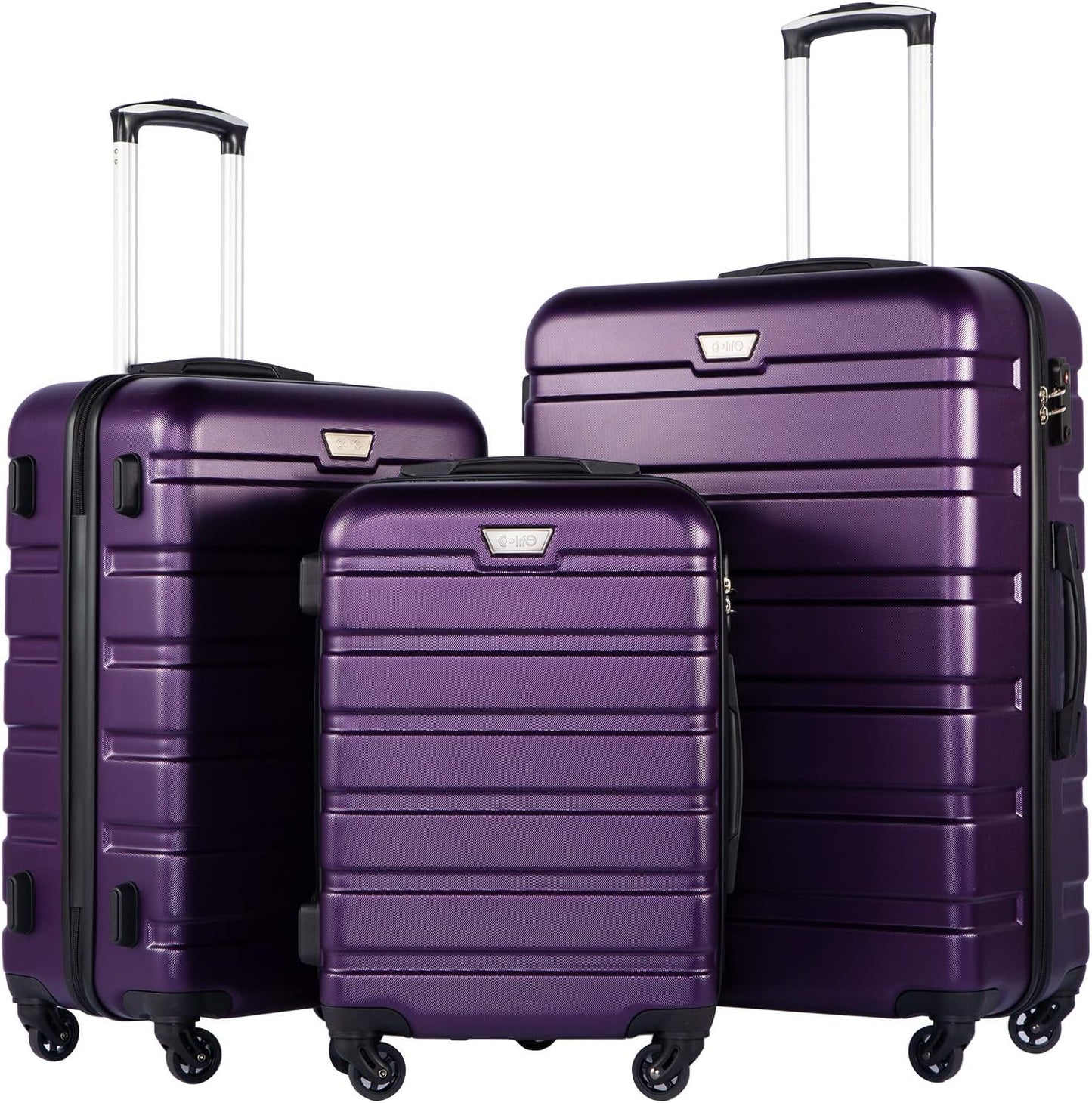 Coolife Luggage 3 Piece Set with TSA Lock and Spinner Wheels