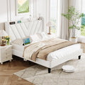 Queen Upholstered Platform Bed Frame with Headboard - Built-in Type-C