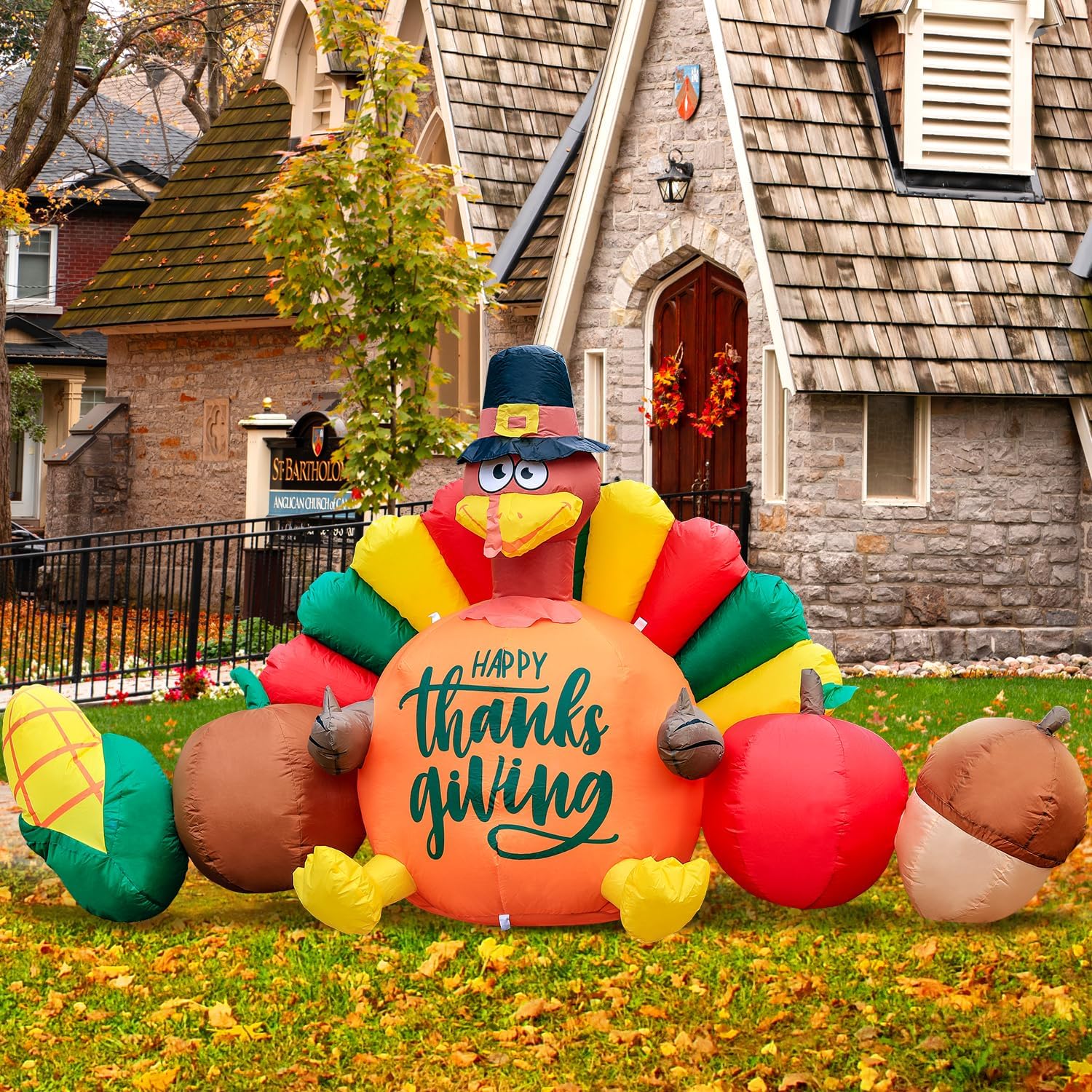 8FT Thanksgiving Inflatables Decorations for Festive Lawn Decor