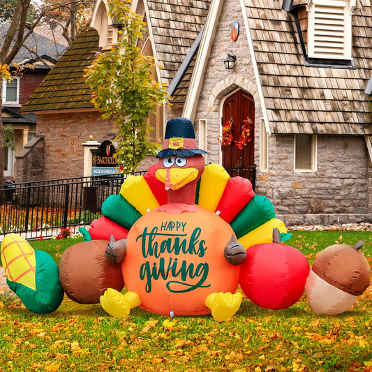 8FT Thanksgiving Inflatables Decorations for Festive Lawn Decor