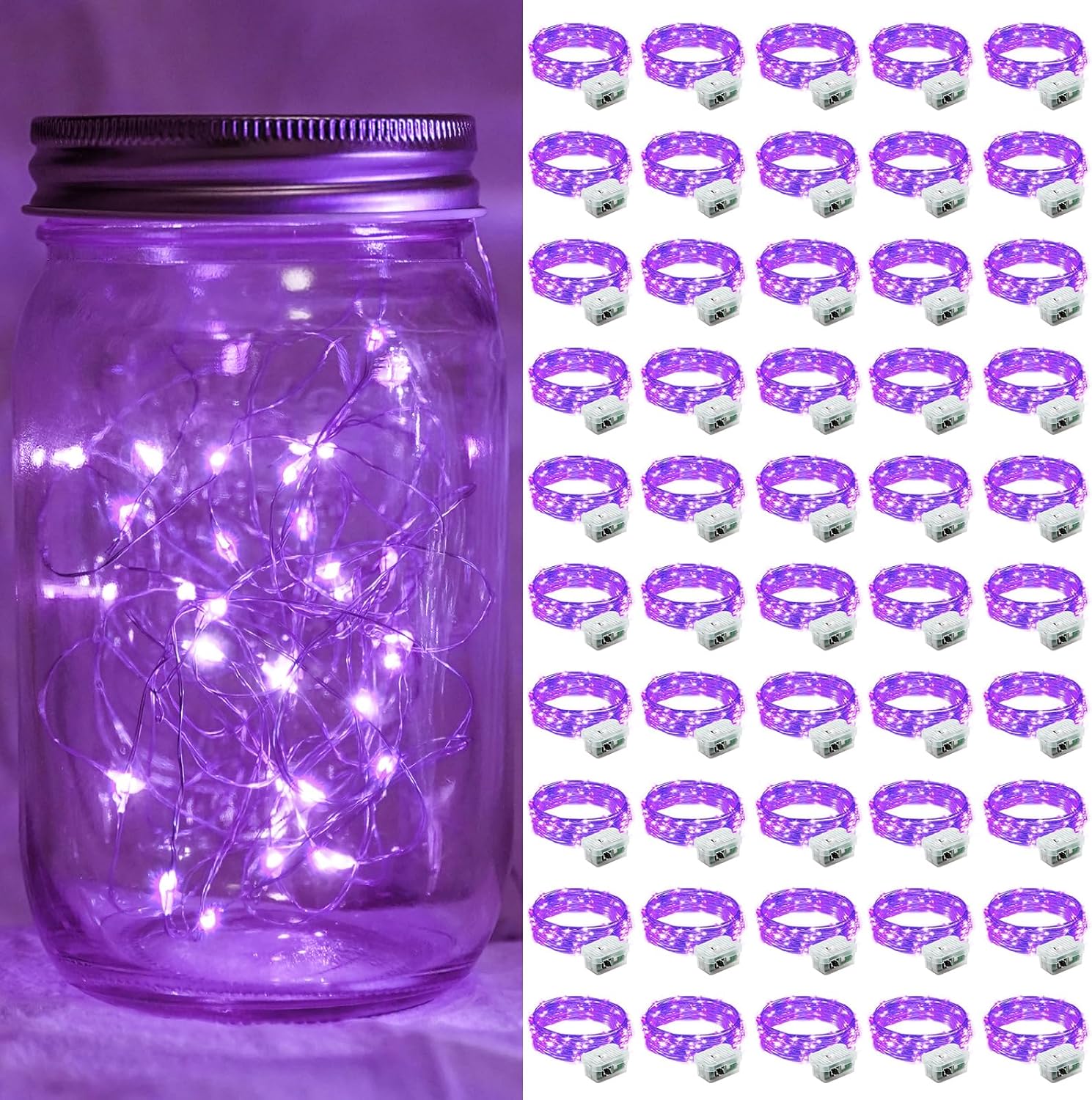 50 Pack Purple Fairy Lights for Magical Decor and Events