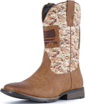 Cowboy Boots for Men Wide Western Boot Retro American Flag Style
