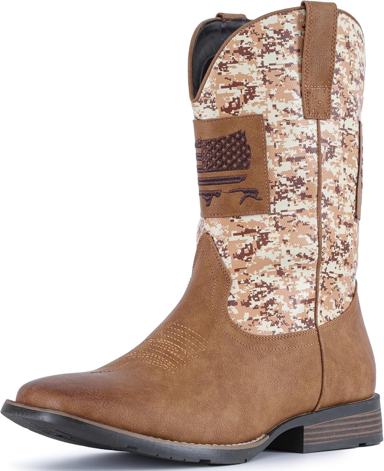 IUV Cowboy Boots for Men: Stylish Retro Square Toe Design
