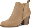 Women Ankle Boots V Cut Side Elastic Panel Chunky Heel Booties