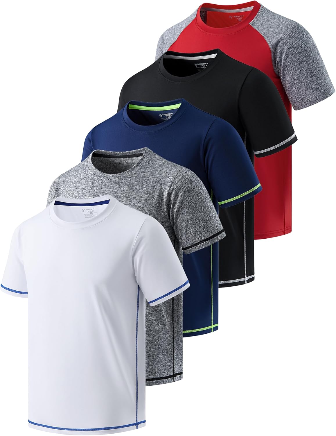 5 Pack Boys Athletic T Shirts for Activewear and Sports