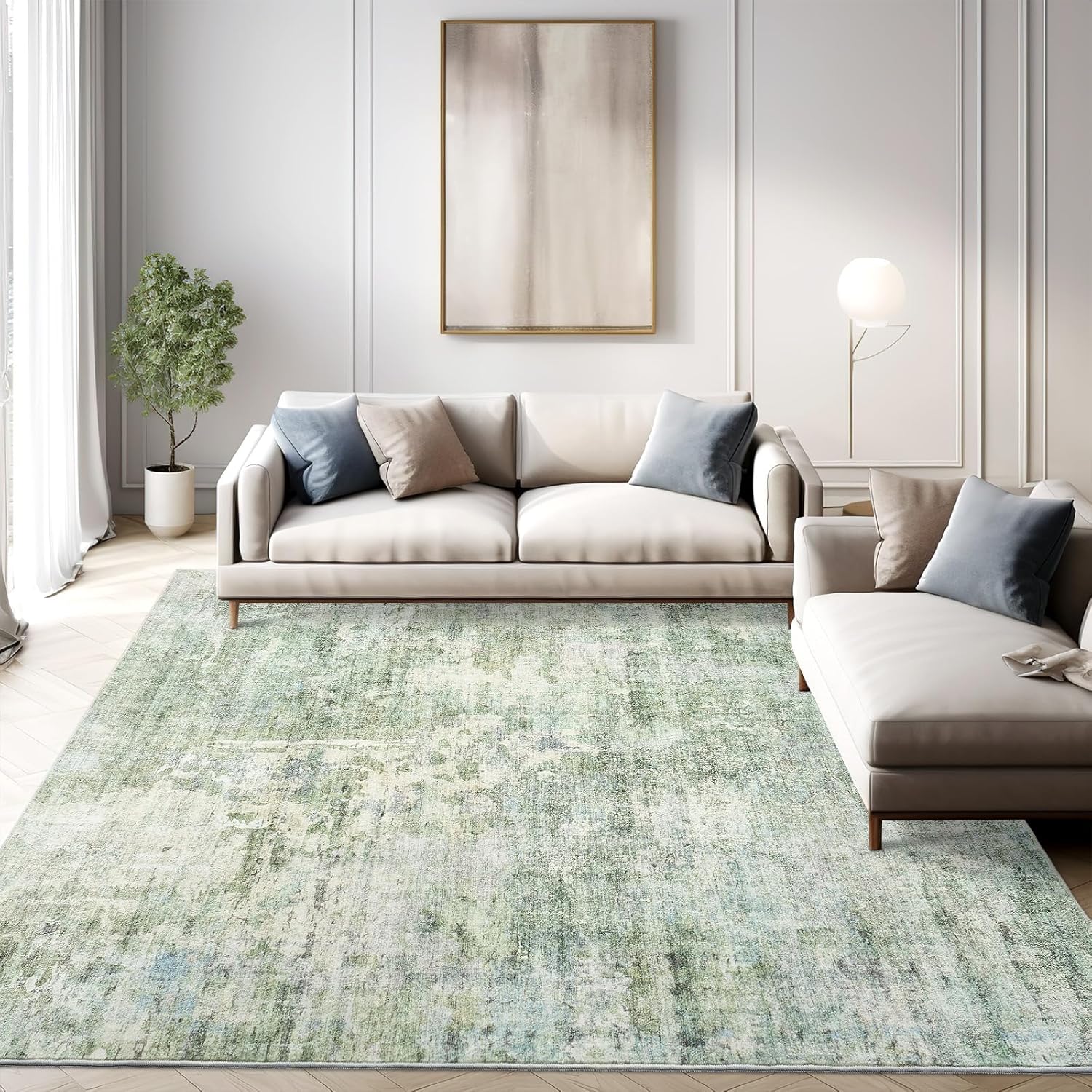 Abstract 5x7 Machine Washable Area Rug for Indoor Spaces