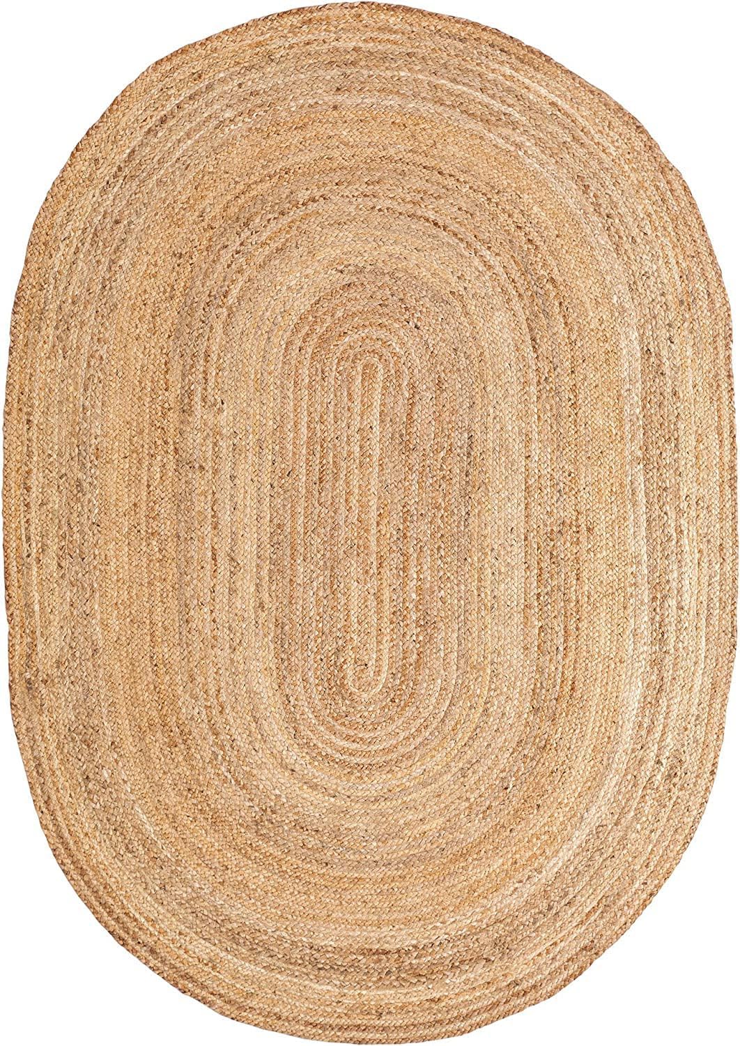 MDS Handwoven Braided Jute Area Rug - Natural 2x5 Feet