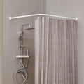 Corner Shower Curtain Rod Adjustable L-Shaped Rod - No-Sag White