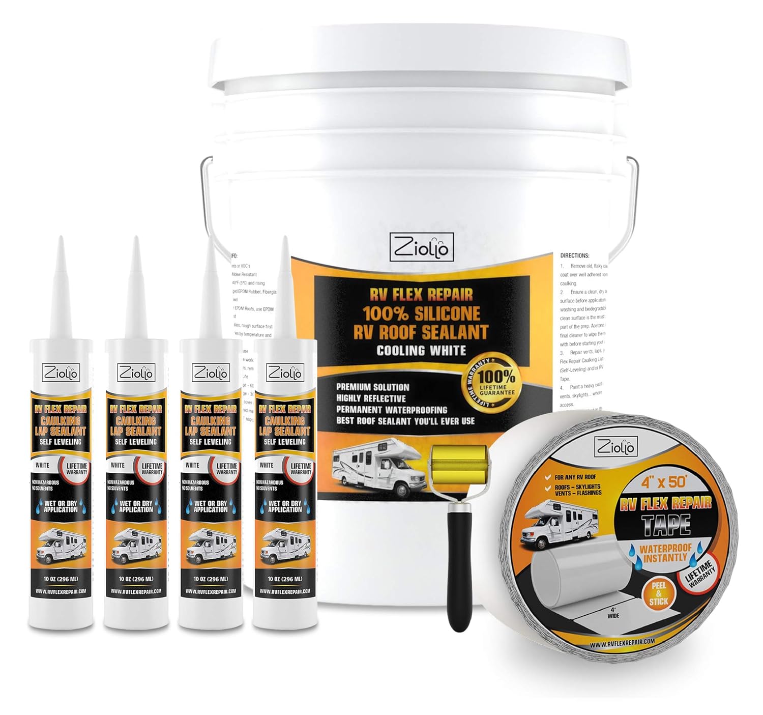 Ziollo RV Flex Repair Tape Kit for Waterproof Roof Sealing