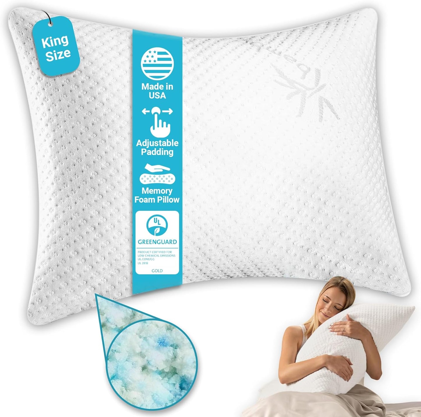 Adjustable King Memory Foam Pillow for All Sleep Positions