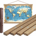Magnetic Poster Hanger Frame 74 in - Teak Wood, Minimalist Display