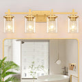 4-Lights Gold Bathroom Vanity Light Over Mirror - Classic Brushed Gold