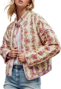 Yimoon Women's Floral Cropped Puffer Jacket for Trendy Winter Style