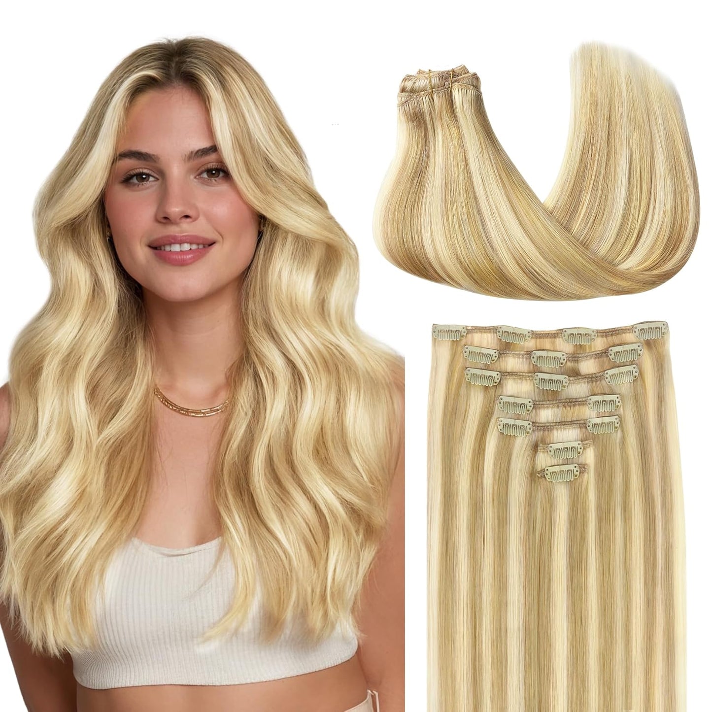 Clip in Hair Extensions Real Human Hair for Women 14in 120g