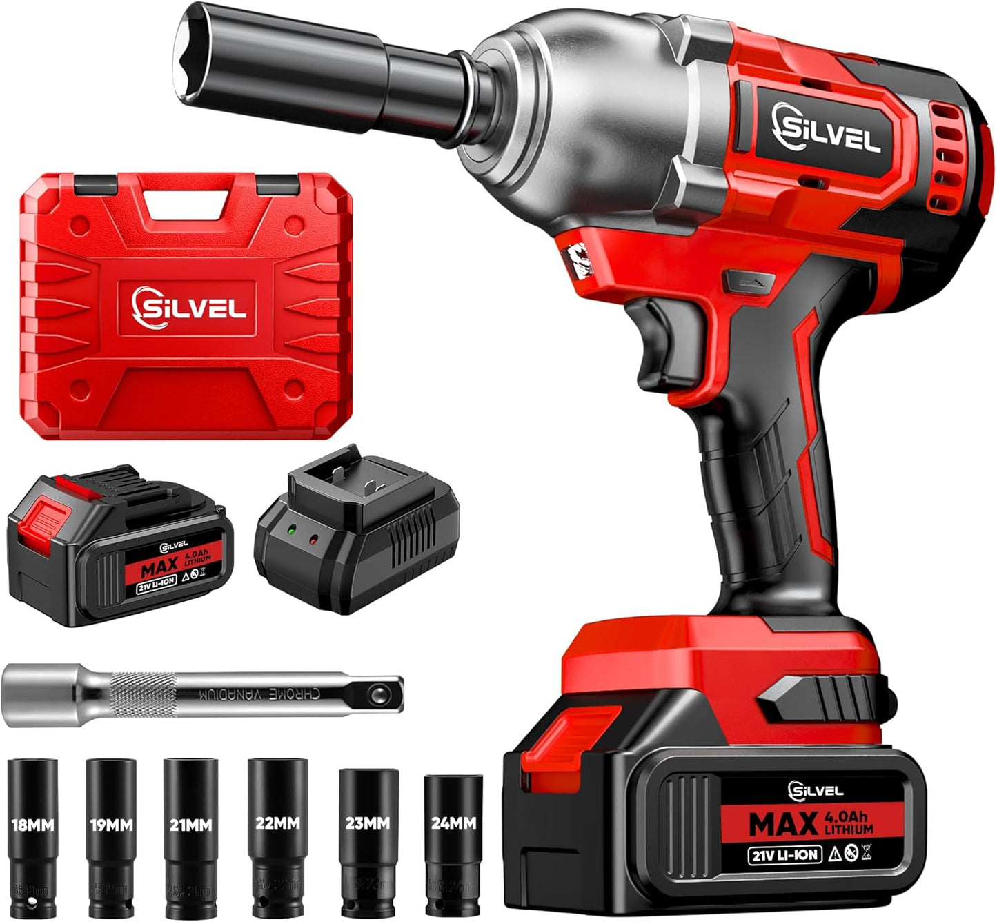 SILVEL Cordless Impact Wrench with 650N.M Torque and Battery