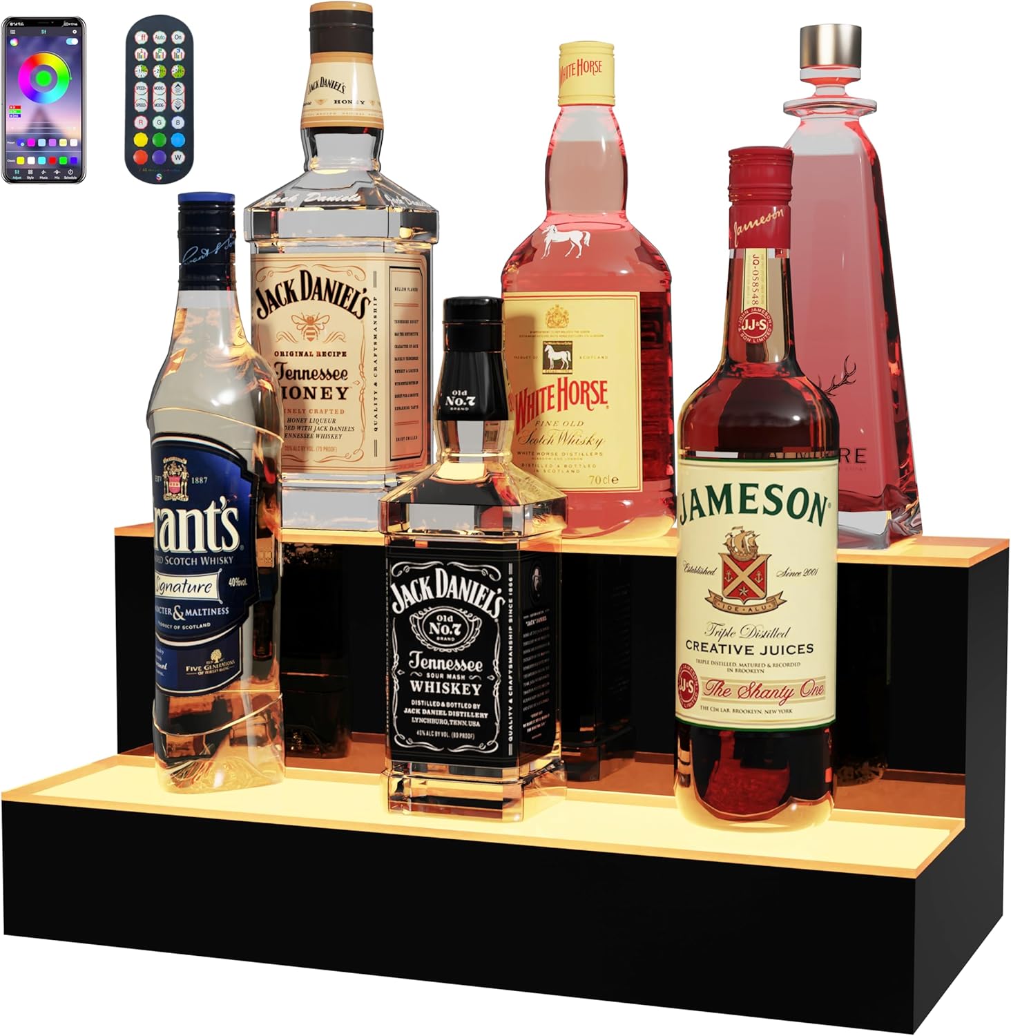 MESAlLUP Acrylic 16 Inch LED Liquor Bottle Display Shelf