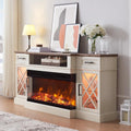 3-Sided Glass Farmhouse Electric Fireplace TV Stand for TVs up to 80