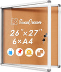 SWANCROWN Enclosed Cork Bulletin Board 28x26 in - Lockable Display