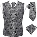 Dubulle Mens Paisley Tie and Vest Set with Pocket Square - Classic