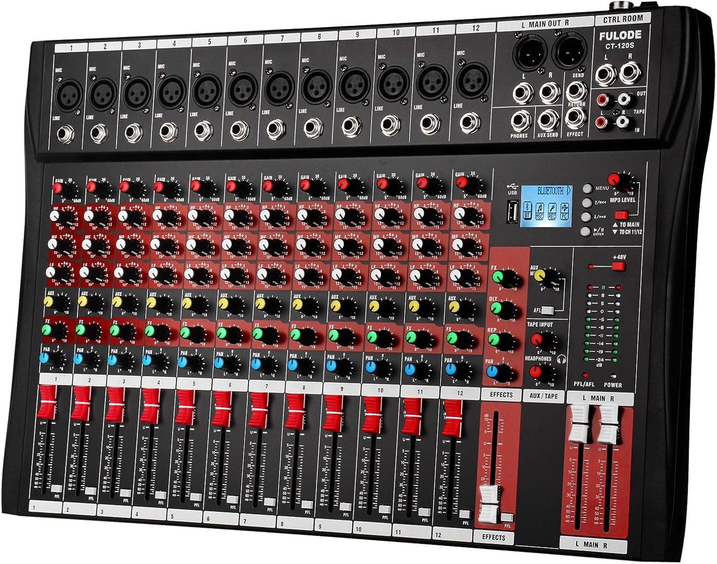 12 Channel Mixer Audio Console for Professional Music Mixing