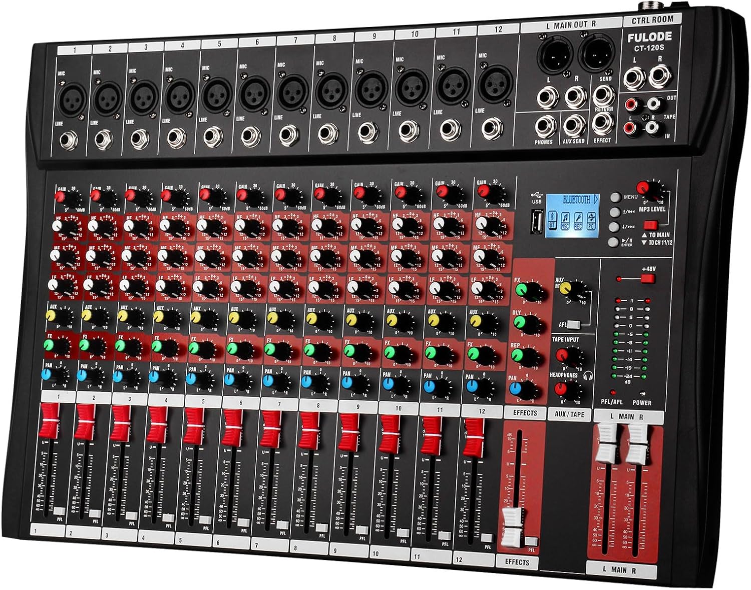 12 Channel Mixer Audio Console for Professional Music Mixing