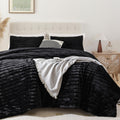 Smoofy Fluffy Twin Comforter Set - Luxury Black Fleece, Soft & Warm