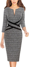 Womens Slim Colorblock Crisscross Work Bodycon Dress - Office Ready