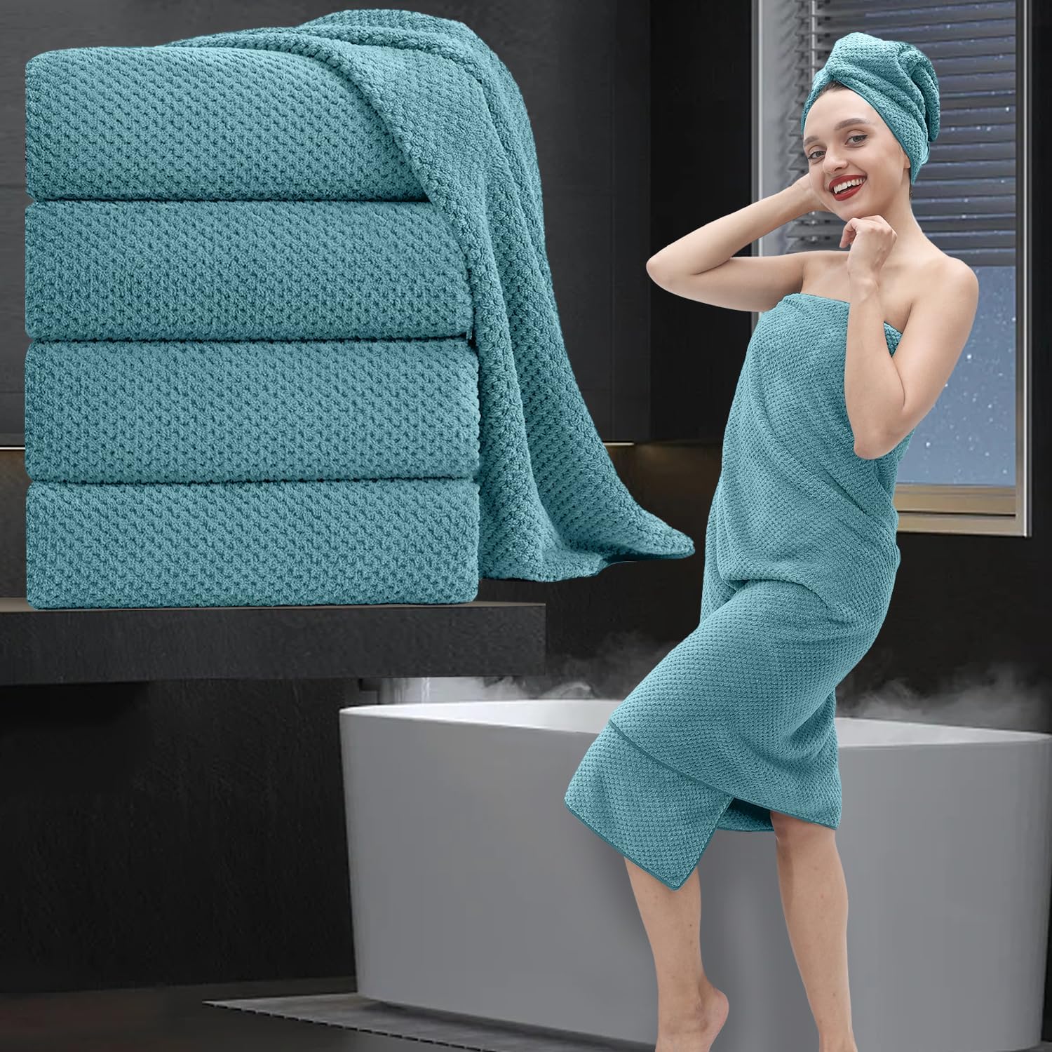 Extra Large Bath Towel Set of 4 for Ultimate Comfort and Absorbency