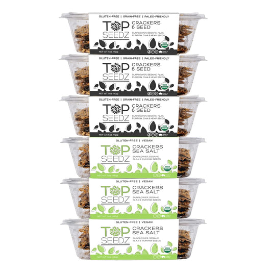 Top Seedz Organic Gluten Free Sea Salt & 6 Seed Crackers 6-Pack