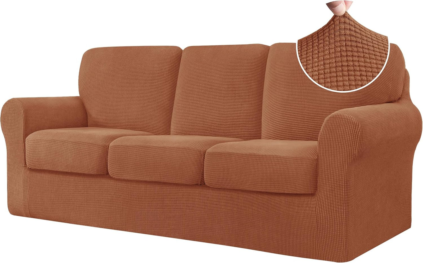 CHUN YI 7 Piece Couch Covers for Large Sofas, Brick Color
