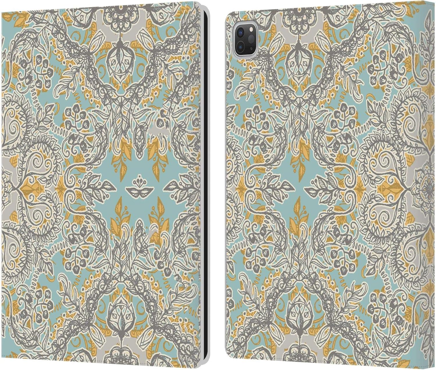 Micklyn Le Feuvre Floral Patterns Leather Wallet Case for iPad Pro