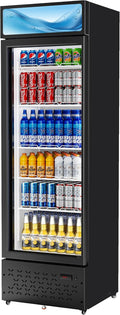 Commercial Beverage Cooler Refrigerator with LED Light and Shelves