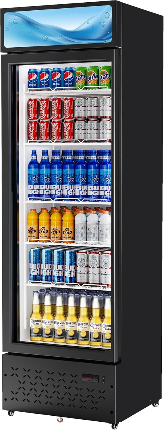 Commercial Beverage Cooler Refrigerator with LED Light and Shelves