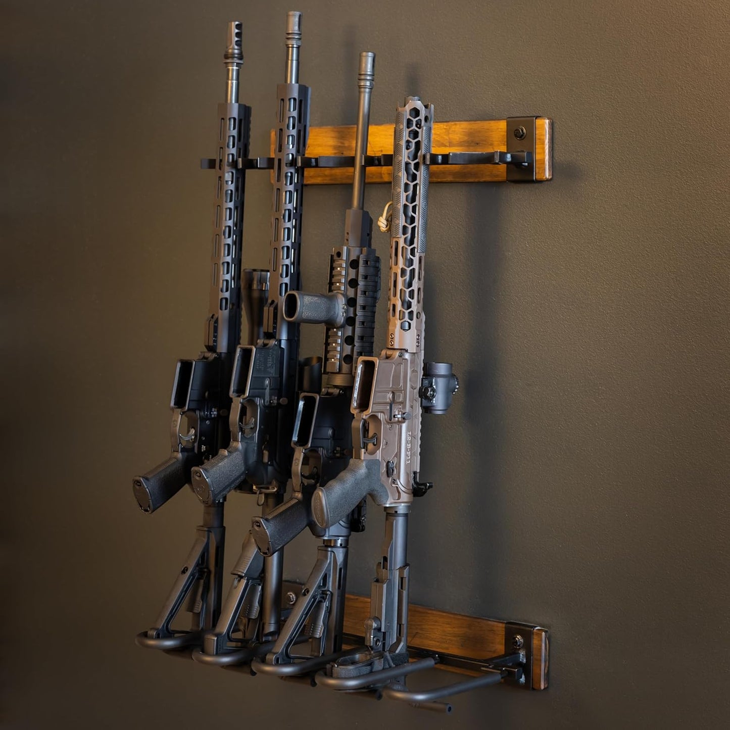 BLAT Indoor Gun Rack for Wall - Rustic Wood and Steel Design