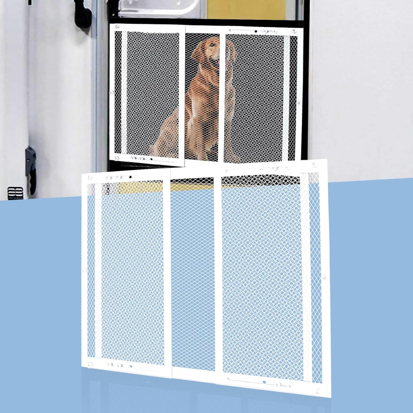 Aluminum RV Entry Screen Door Protector Grille for Dogs - Adjustable