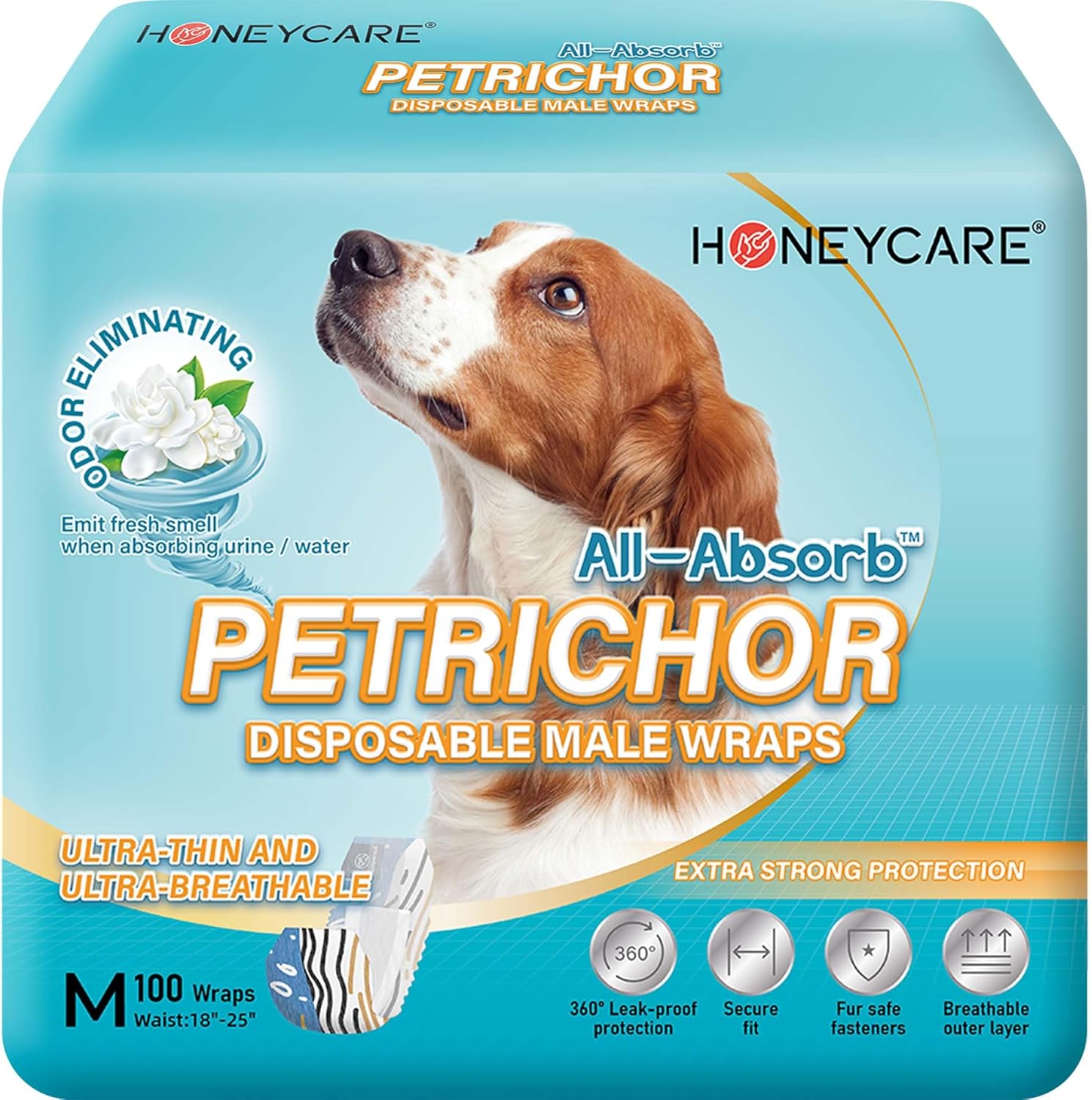 HONEY CARE All Absorb Petrichor Male Dog Wraps for Comfort