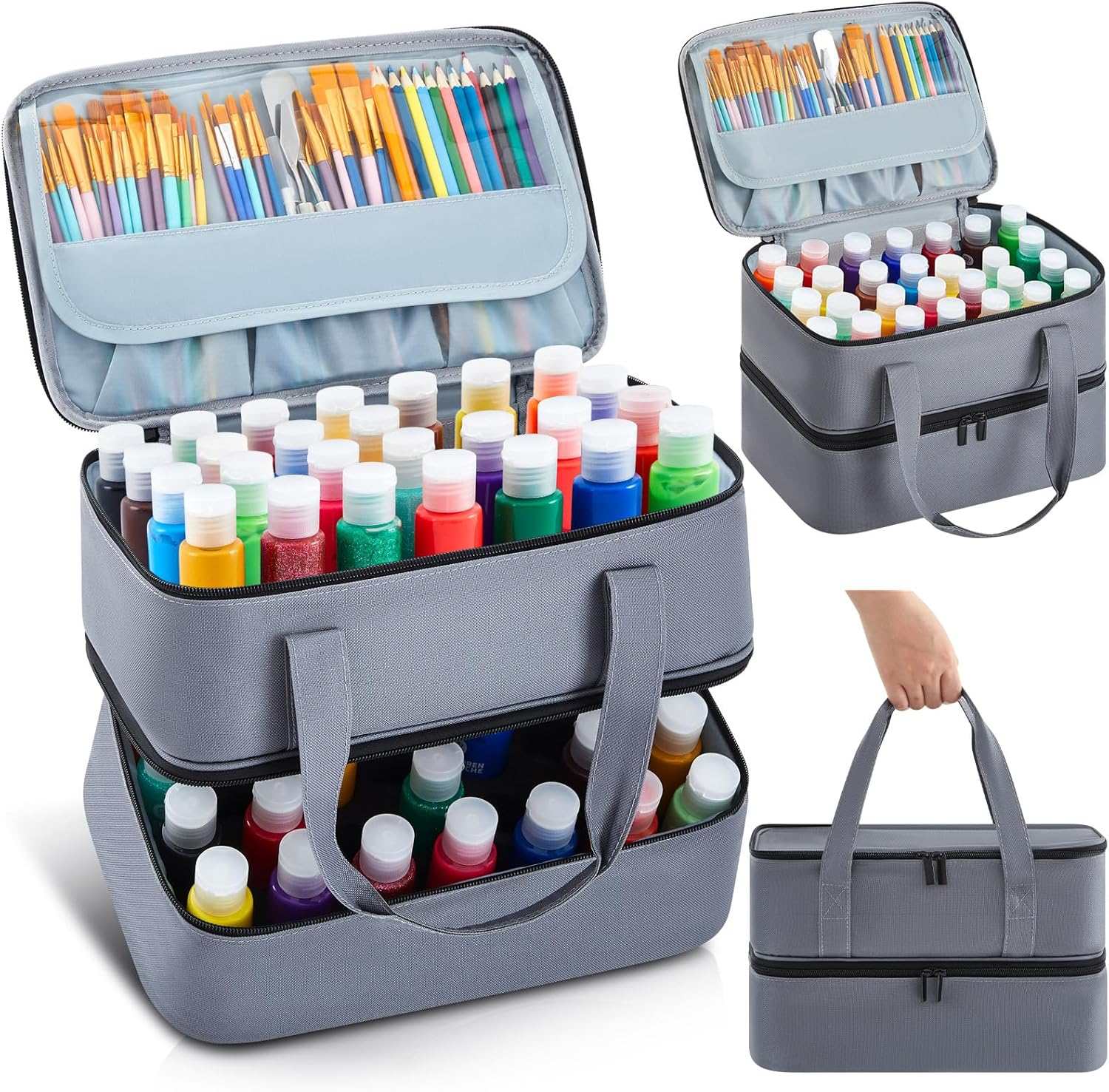 Acrylic Paint Organizer Case for 56 Bottles - Art Supply Storage