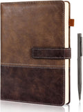 Leather Notebook Journal with Pen - A5 Lined Hardcover Notebook