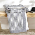 Striped Knit Throw Blanket for Couch, Ultra-Soft Chenille - Cozy