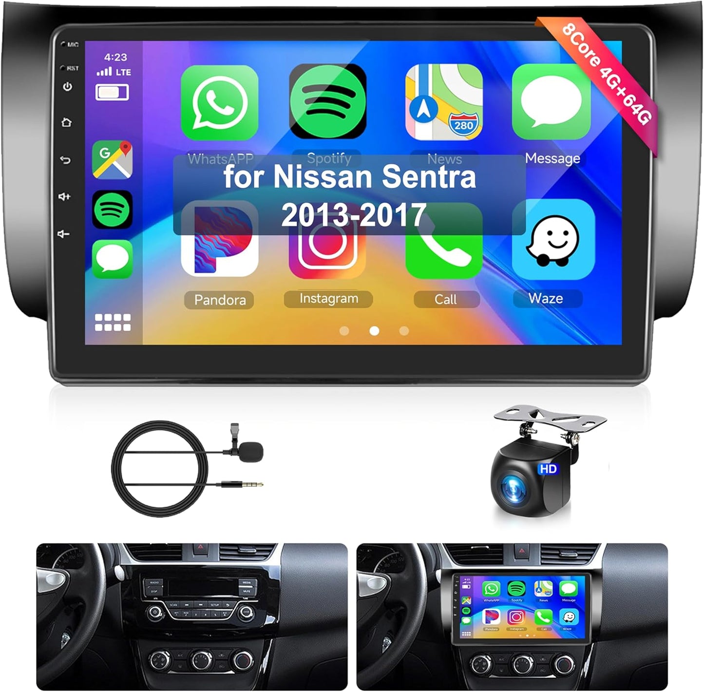10-Inch Car Stereo for Nissan Sentra 2013-2017 with Android Auto