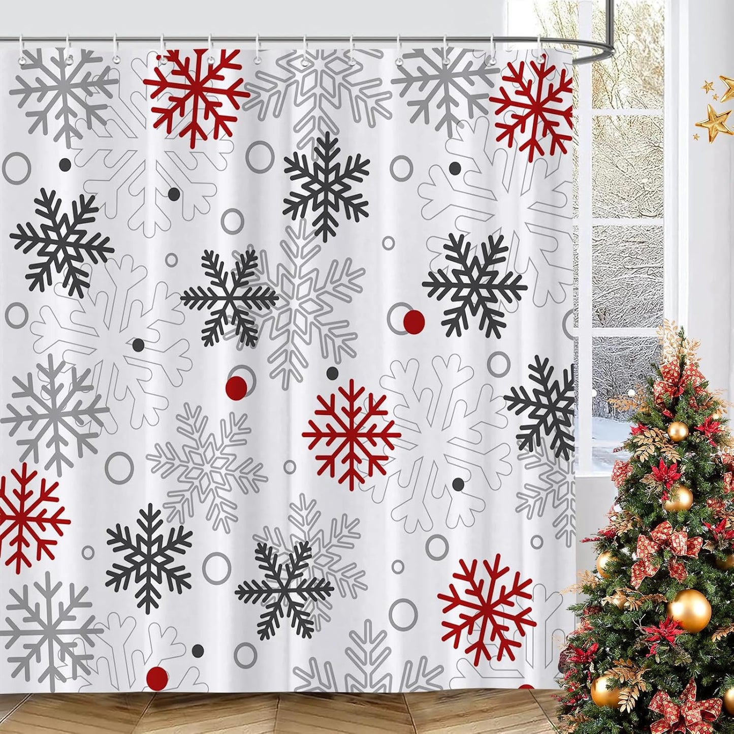 Waterproof Winter Snowflake Shower Curtain