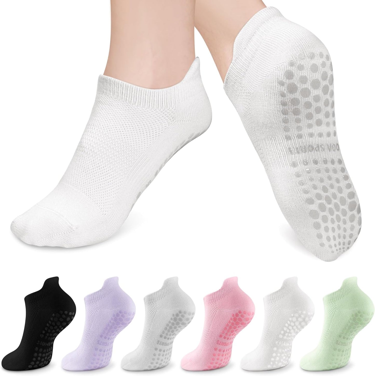 6 Pack Cozy Grip Socks: Non-Slip for Yoga & Dance