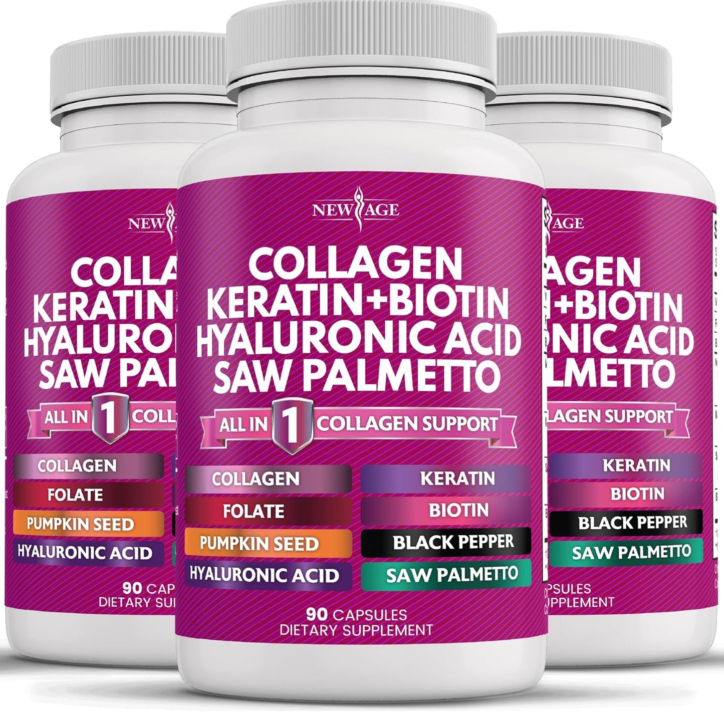 NEW AGE Collagen Pills with Biotin and Keratin for Healthy Skin