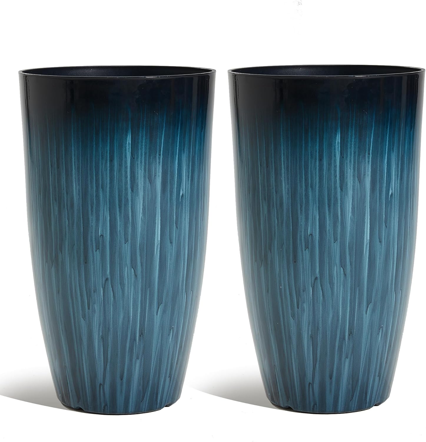 Large Plastic Planters Set of 2 by Worth Garden for Indoor Outdoor